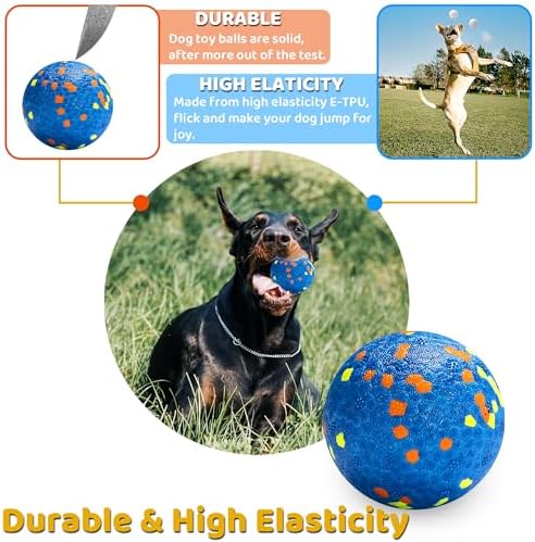 Dog Balls, Indestructible Dog Toy Ball for Aggressive Chewers, Durable High Elasticity Interactive Ball for Training Dog Catch and Fetch, Large Medium Small Dog and Puppies(Blue, 3in, 1pcs)