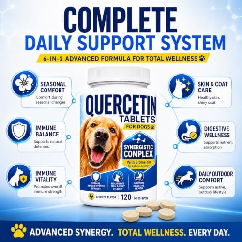 Quercetin for Dogs with Bromelain, Dog Seasonal Skin Comfort, 120 Tablets