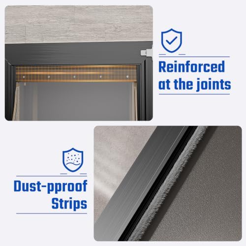 Doggy Door, All Aluminum Dog Door for Wall, Medium Doggie Pet Door, with Closing Panel, 2 Magnetic Flaps Energy Efficient, Wide Telescoping Tunnel for Interior & Exterior Walls, Pet Up to 45Lbs Black | 2 Magnetic Flaps, Energy Efficient, Wide Telescopi...