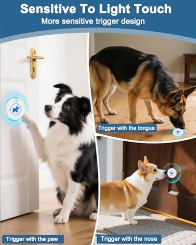 Dog Door Bell 2026 Enhanced Touch, Wireless Doggie Doorbell for Potty Training to Go Outside, IP65 Waterproof, 1000ft Range, 55 Melodies, 5 Modes & Adjustable Volume (2 Button-White)