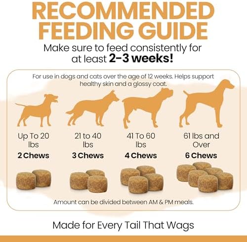 Salmon Oil for Dogs -60 Soft Chew Omega Treats Skin and Coat Supplement for Dogs -Fish Oil Blend of Fatty Acids, Omega 3 and 6, Vitamins, Antioxidants, Minerals -Made in USA