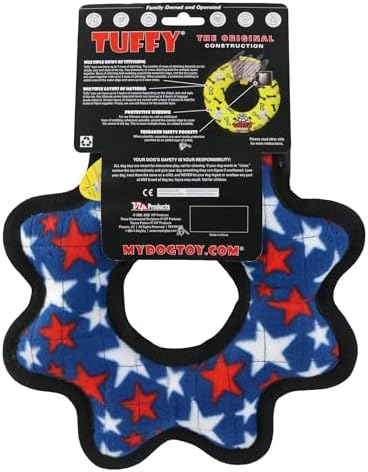 TUFFY® 2 Pack Blue Star Gear Ring Ultra Durable Plush Dog Toys