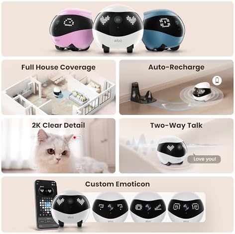 Enabot EBO Air 2 Mobile Pet Camera Robot: 2K FamilyBot with Two-Way Talk