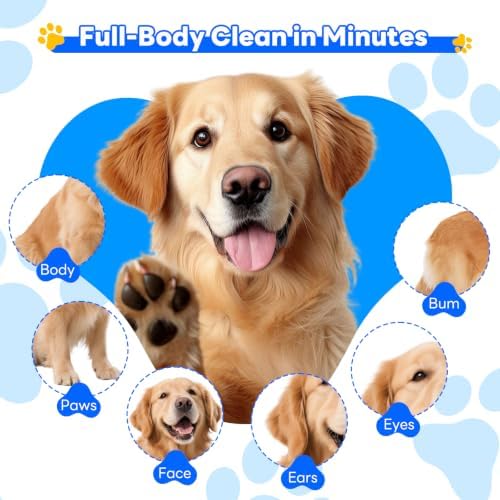 VISRIE 60 Pcs Pet Glove Wipes for Dogs & Cats, Thick Cleaning Gloves