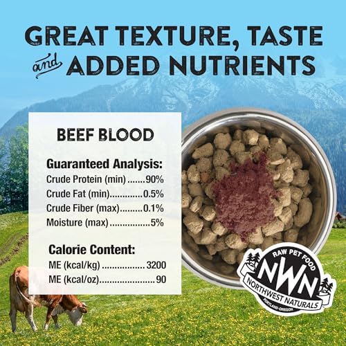 Northwest Naturals Freeze-Dried Beef Blood Functional Topper - for Dogs & Cats - Healthy, 1 Ingredient, Human Grade Ingredients, All Natural, Proudly Made in USA, 3.5 Oz (Pack of 2)