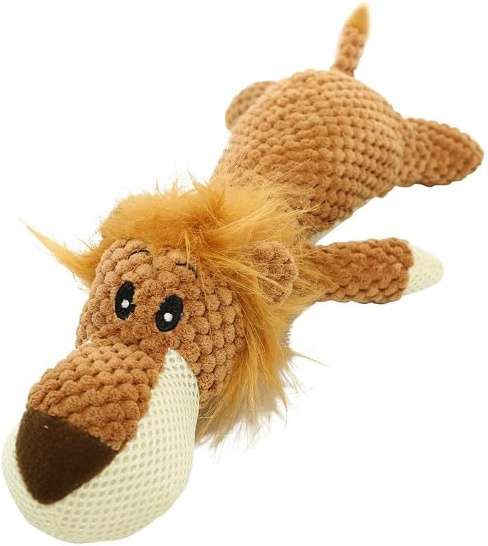 Dog Plush Toy Soft Chew Toy for Dog Cute Durable Dog Toy Stuffed Animal Dog Plush Toy Puppy Pet Mutt Toy Plush Dog Chew Toy Suitable for Large, Medium and Small Dogs Orange Lion