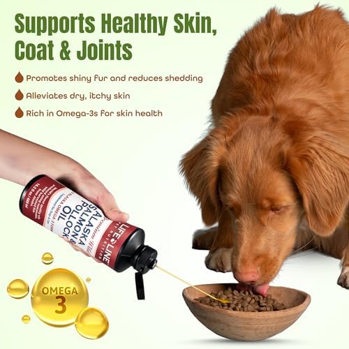 Life Line Pet Nutrition Wild Alaska Salmon & Pollock Oil - Omega 3 Supplement for Dogs and Cats in All Life Stages, 16.5 Fl Oz