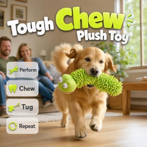 Indestructible Tough Plush Squeaky Dog Toy for Aggressive Chewers，White