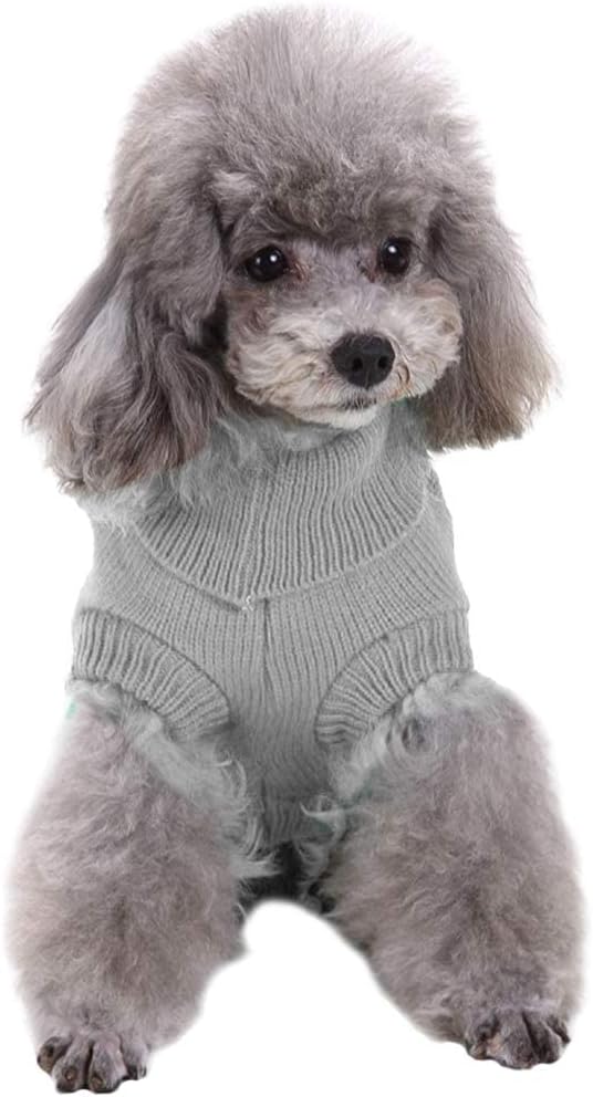 CHBORCHICEN Small Dog Sweaters Knitted Pet Cat Warm Dog Sweatshirt Winter Clothes Kitten Puppy Sweater (Large, Grey)