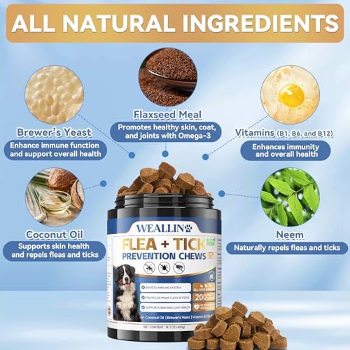 Flea and Tick Prevention for Dogs, Dog Flea and Tick Treatment, 200 Chews