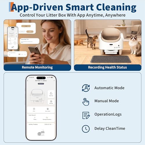 Takywep Automatic Self Cleaning Cat Litter Box,Open Top,Smart App Control