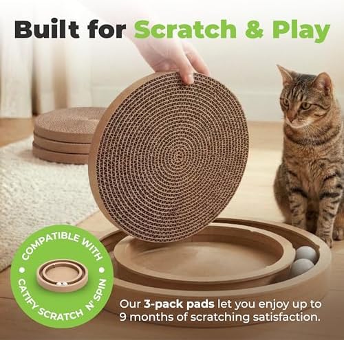 Catify Spin n' Scratch Cat Scratch Pad Refill - Round, 3-Pack