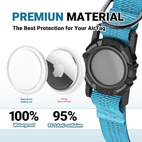 AirTag Dog Collar and Leash, IP68 Waterproof Integrated