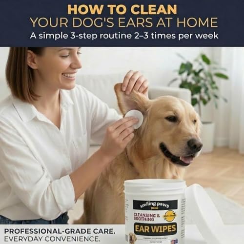 Smiling Paws Otic Cleanser Ear Wipes for Dogs, 100 Count