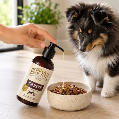 Hemp Well Thrive Hemp Oil for Dogs & Cats, Omega 3 & 6 Supplement, 8 Fl Oz