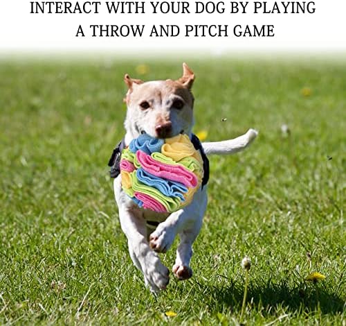 WishLotus Plush Snuffle Ball, Interactive Dog Brain Stimulating Puzzle Toys for Dogs Enrichment Game Feeding Mat Slow Feeder Stress Relief Toy (Candy)