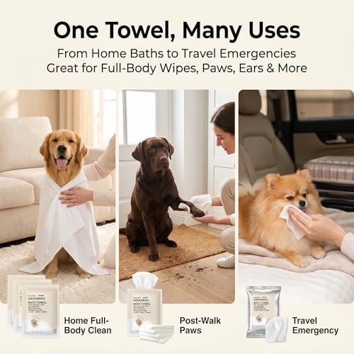 Toner Depot XL Pet Grooming Bath Wipes, Huge Rinse-Free Towels for Cleaning and Deodorizing Plant-Based Hypoallergenic Wipes for Dogs and Cats, 3 Pack (XXL 24x48)