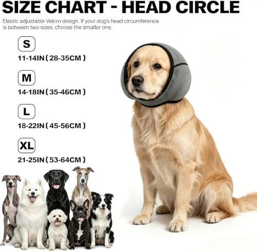 Dog Ear Muffs, Adjustable No Shake Ear Wrap for Dogs