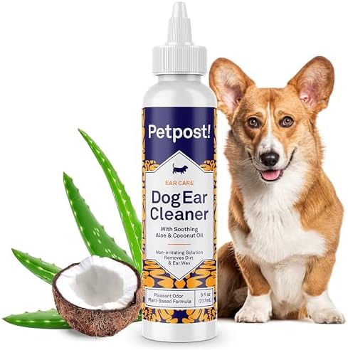 Petpost | Dog Ear Cleaner - Natural Coconut Oil Solution - Best Remedy for Odor - Dog Ear Problems - Chemical & Irritant Free 8 oz.