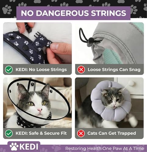 Cat Cone Collar After Surgery to Stop Licking, Escape-Proof, Black Medium