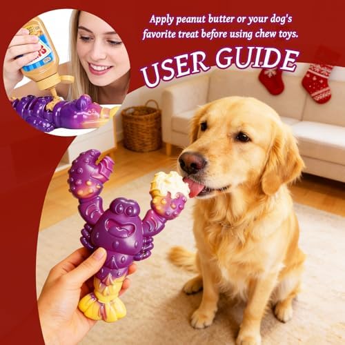 Indestructible Dog Toys for Aggressive Chewers, Tough Dog Toys for Large Dogs, Durable Dog Chew Toys to Keep Them Busy, Interactive Aggressive Chew Toys for Medium Dogs, Beef Flavor (Cro+Lob)