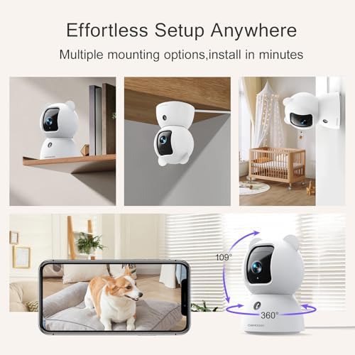 2.5K Indoor Security Camera 4pack, Free AI Person/Pet/Cry Detection, 4MP Baby/Dog/Cat/Pet Camera with Phone App, Pan Tilt WiFi, Night Vision, Full Duplex Audio for Home Security