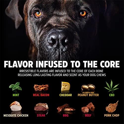 Pet Qwerks Pigs Ear BarkBone - Nylon Dog Bone for Aggressive Chewers - Bacon Flavor - 6"