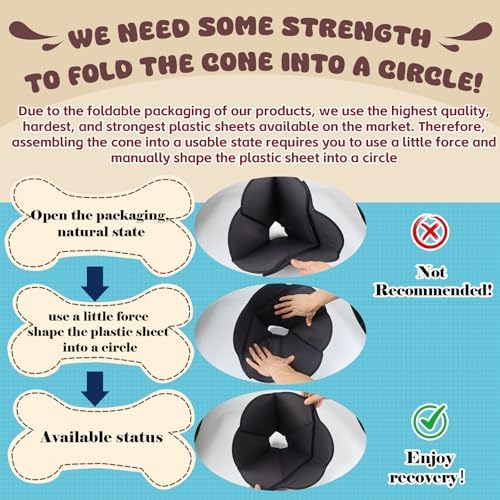 Dog Cone Collar Alternative, Partially Detachable Hard & Heavy Cone for Small Dogs (Yorkshire Pomeranian), Elizabethan Adjustable Protective Dog Neck Head Recovery Cone After Surgery Anti Licking