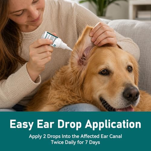 Dog Ear Infection Relief for Dogs, Yeast & Malassezia Support Ear Drops for Dogs, Helps Support Relief from Ear Itchiness, Odor & Redness, Ear Care Solution for Yeast Balance & Ear Health, 1 fl oz