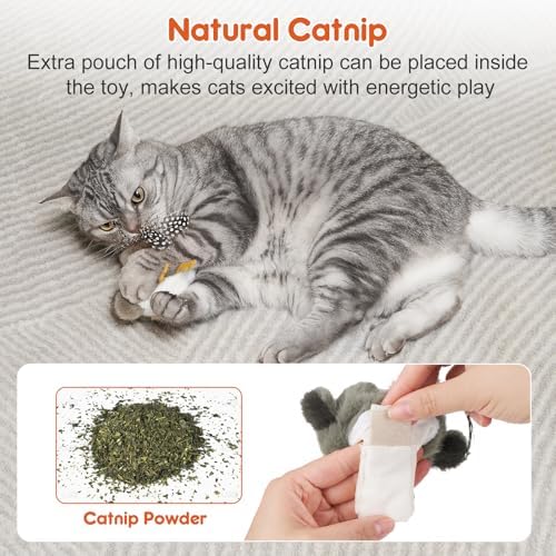 Cat Toys Flapping Bird (No Flying), Lifelike Chirp Tweet, Rechargeable Touch Activated Kitten Toy Interactive Cat Exercise Toys for Indoor Cats Kicker Catnip Toys