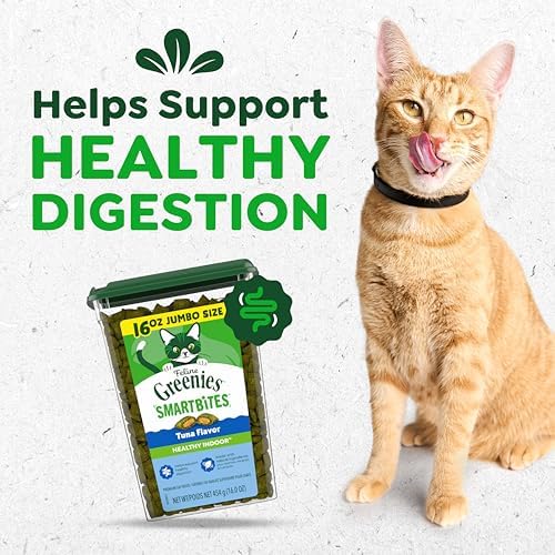 Greenies Feline Smartbites Healthy Indoor Cat Treats, Tuna, 16 oz