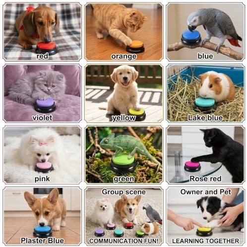 Reusable Dog Training Buttons Recordable Sound Generator for Pet Communication, Durable ABS with 3.15 Inch Design for Small Medium Dogs(Red)