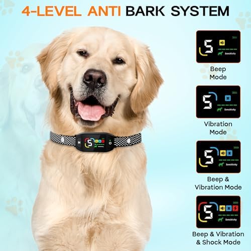 Bark Collar for Dogs with Clicker or Whistle – 300% Stronger Vibration, 5 Sensitivity Levels, 4 Training Modes, Fast Magnetic Charging | Waterproof, Adjustable – Train with Love, Not Pain