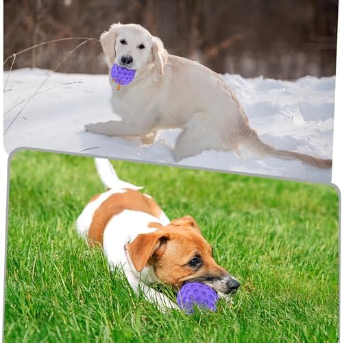 Squeaky Dog Toys for Aggressive Chewers, Indestructible Dog Balls for Aggressive Chewers, Purple Squeaky Balls for Dogs, Interactive Toys for Large Dogs to Relax