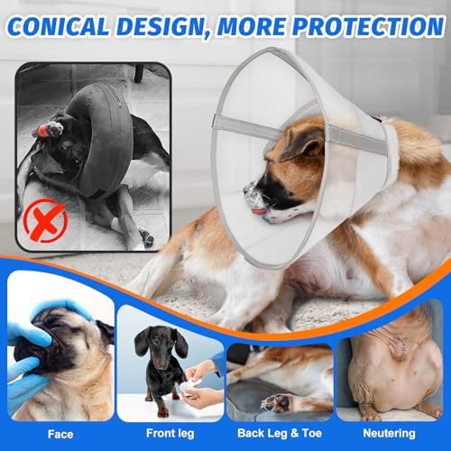 Breathable Mesh Dog Cone Collar for Surgery, Soft Elizabethan Recovery Alternative to Stop Licking,Pet Neck Collar for Large Medium Small Breeds