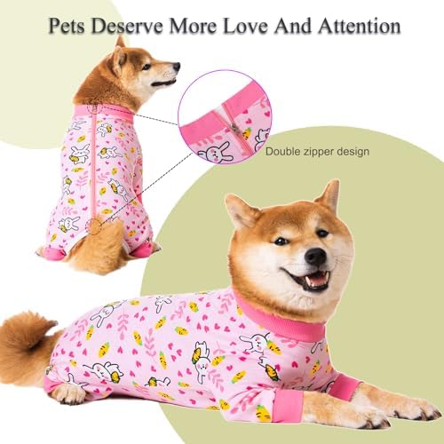 Dog Recovery Suit for Small Medium Large Dogs, Pet Onesie After Surgery Comfort Dog Bodysuit Anti Licking (Bunny Carrot,4XL)