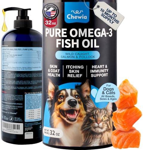 Fish Oil for Dogs and Cats – Omega 3 Salmon Oil for Skin, Coat & Joints