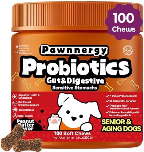 Probiotics for Dogs - Improve Gut Health, Digestive, Immunity, Yeast Balance, Solid Stool - with Prebiotics - Reduce Diarrhea, Gas, Bad Breath, Constipation, Allergy - Ideal for Senior Dogs (5+ Years)