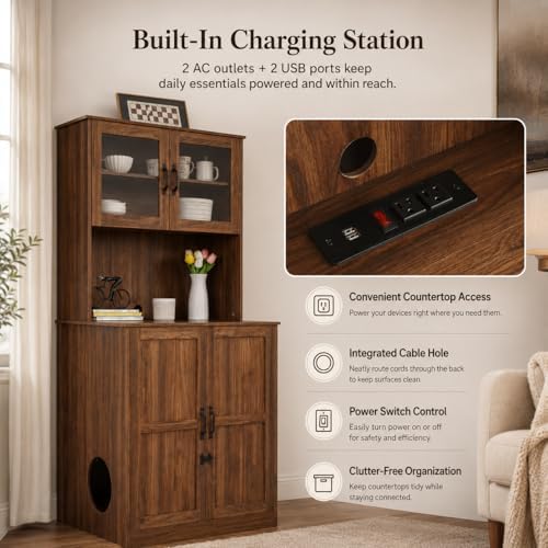 Forest Gravity Extra Large Tall Litter Box Cabinet for Automatic Litter Box