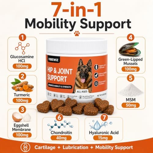 Dog Hip and Joint Supplement, 7-in-1, Mobility and Cartilage, 100ct