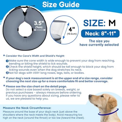 BARKLESS Dog Donut Cone for Medium Dogs with Transparent Shield Inflatable