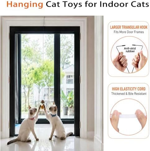 Cat Toys for Indoor Cats,Interactive Door Hanging Cat Toys Attached with Catnip/Worm/Birds/Mouse Toys for Cats/Kitten Toys(3 Pack)