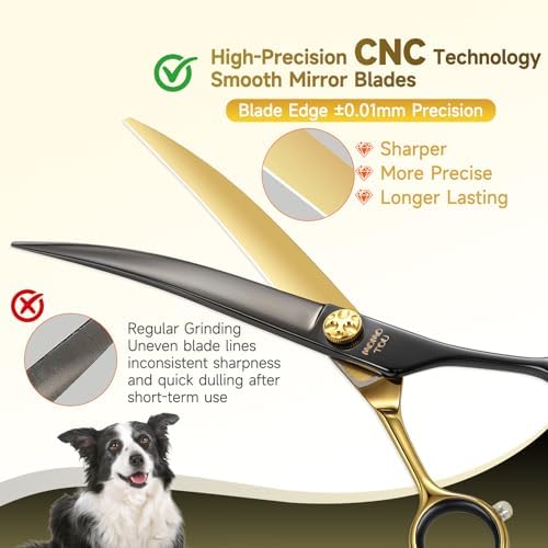 7.5'' Curved Dog Grooming Scissors CNC 440C Blades