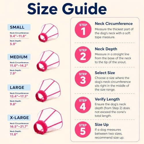 Hard Plastic Dog Surgery Recovery Cone Collar with Soft Neck Pad, Rosered M
