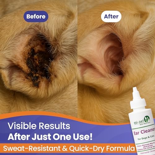 Epi-Pet Dog & Cat Ear Cleaner Solution with Aloe Vera & Tea Tree Oil – Removes Itchy Ear Wax, Debris, Odor – Ears Wash, Drops & Flush for Pets, Dog Ears Cleaning, Cat Cleaner (4 oz- Pack of 3)