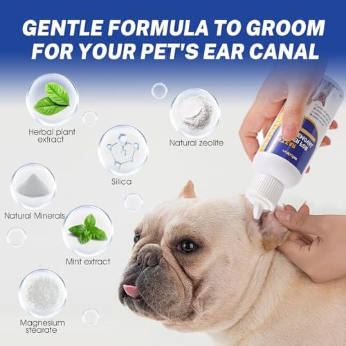 Dog Ear Hair Removal Kit with Ear Powder, Finger Wipes & Forceps