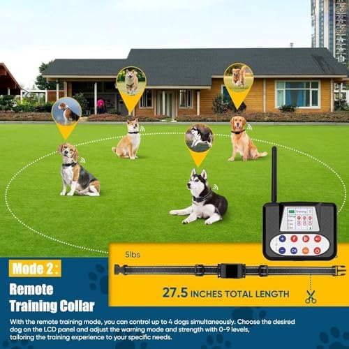 Wireless Dog Fence, 2026 Electric Dog Fence with Remote, Waterproof Training Collar Receiver, Vibration & Shock, Covers up to 856-Acre Pet Dog Fence Boundary Containment System,for1dog