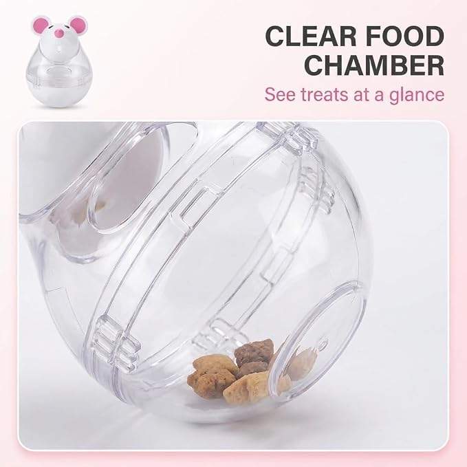 Mouse Shape Interactive Toys for Cats Toy,Play Cat Toy Pet Cat,Kitte Treat Holder Food Storage Dispenser Chew Play Toy for Indoor Cat and Kitten Exercise,Mice and Animal Toys (White)