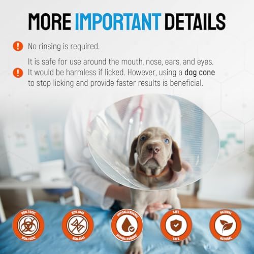 SILVER GRADE Dog Wound Spray Helps with Hot Spots, Irritations, Bites, Burns, Rashes, Itch, Scratching – Better Use with a Dog Cone to Stop Licking – Safe for Large and Small Breeds – 4 oz