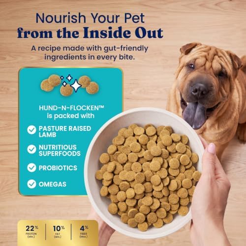 Solid Gold, Hund-N-Flocken, Dog Food Dry with Lamb, Rice and Omega 3 Fish Oil for Dogs, Probiotics, 12 LB
